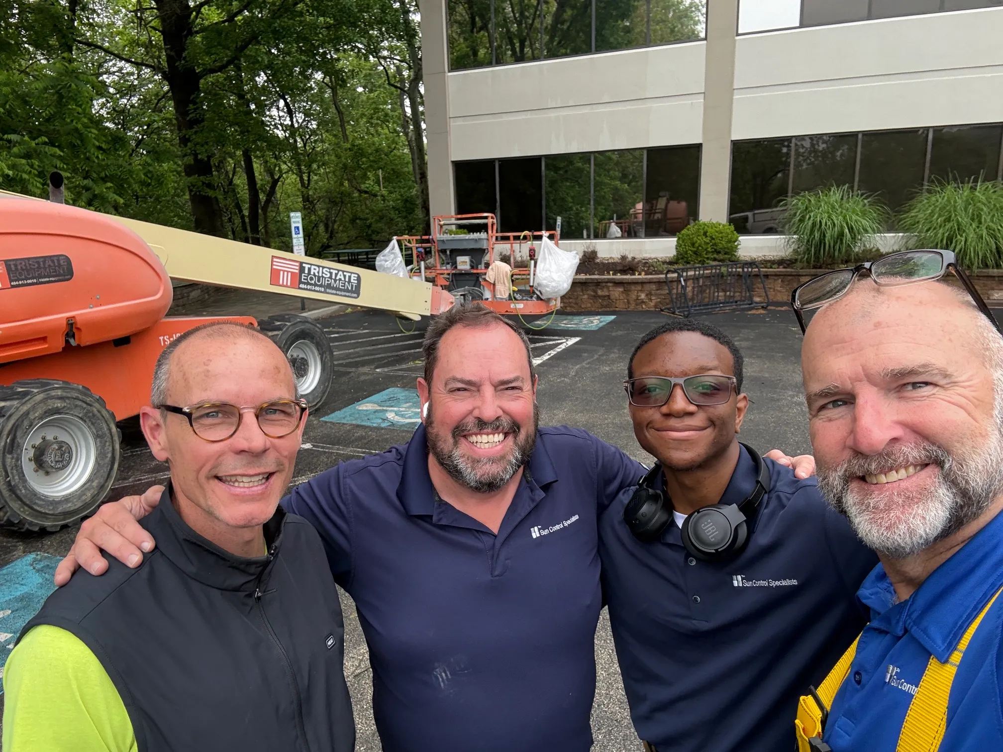 David Oetzel and the Sun Control Specialists team at a commercial window film installation